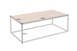 Industriële salontafel BARRACUDA 110 cm salwood met gespikkelde poten