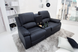 Exclusieve 2-zits bioscoopfauteuil HOLLYWOOD 186 cm zwarte tv-fauteuil met bekerhouder