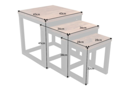 Design bijzettafel set van 3 ELEMENTS 43 cm acaciahout met zwart ijzeren frame