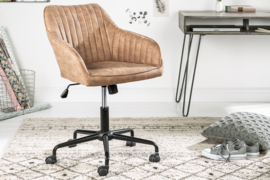 In hoogte verstelbare bureaustoel vintage taupe met armleuningen draaistoel