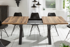 Industriële eettafel MONTREAL 140-190 cm eiken look uitschuifbaar met X-poten