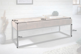 Elegante bank PETIT BEAUTÉ 108 cm antiek bruin zwart frame