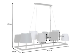 Design hanglamp LEVELS III 100cm zwart grijs met 8 lampenkappen