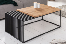 Industriële salontafel ARCHITECTURE 100cm geolied eiken zwart frame