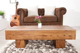 Solide design salontafel BOLT 100 cm Sheesham steen afwerking
