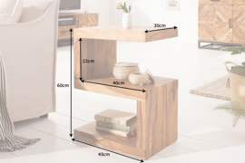 Handgemaakte bijzettafel S 60 cm Sheesham massief hout variabel instelbaar