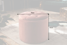 Elegante Poef Barok 50cm oudroze fluwelen opbergmand