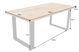Massieve eettafel IRON CRAFT 180cm Sheesham-steenafwerking Industrieel ontwerp