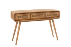 Bureau Teak Hout Naturel 120cm met 3 laden