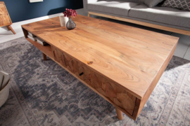 Massieve salontafel LIVING 117 cm natuurlijk acacia 3D-oppervlak massief hout