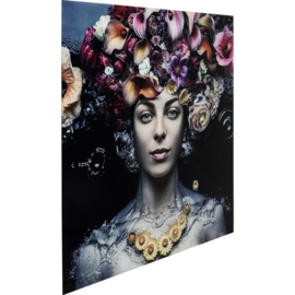 Ingelijste kunst glas Flower Art Lady 120x120cm