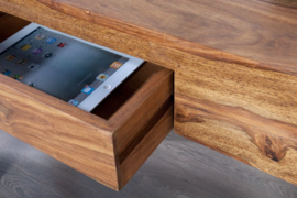 Massief secretaresse MAKASSAR 100cm consoletafel Sheesham steenafwerking Bureau met unieke nerf