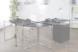 Hoek Bureau  Zwart Glas - 38381