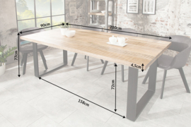 Massieve eettafel  200cm mangohout ijzer industrieel design