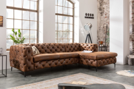 Chesterfield hoekbank MODERN BAROK 275 cm antiek bruin 3-zits