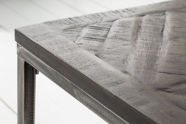 Industriële salontafel INFINITY HOME 100 cm grijs mangohouten frame, gebogen