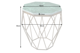Abstracte bijzettafel DIAMOND 50cm groen marmer messing metaal