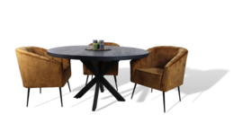 Ronde eettafel - ø130x76 - Zwart - Mangohout/ijzer