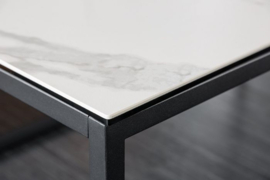 Design salontafel SYMBIOSE 100cm wit keramiek in marmerlook