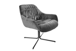 Draaifauteuil BIG DUTCH grijs fluweel met armleuningen in retrostijl