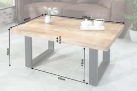 Design salontafel 100cm mangohout ijzer industrieel design