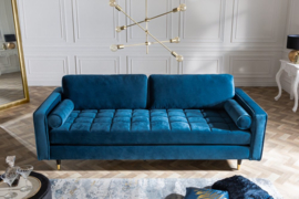 Elegante design 3-zitsbank COSY VELVET 225 cm aqua fluweel stof