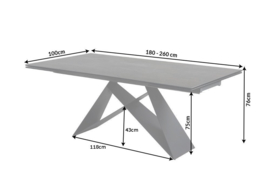 Moderne keramische eettafel PROMETHEUS 180-220-260cm lava uitschuifbaar