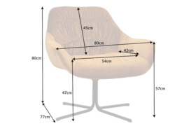 Draaifauteuil BIG DUTCH mosterdgeel fluweel met armleuningen in retrostijl