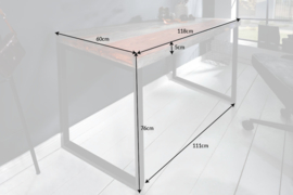 Elegant bureau ELEMENTS 118 cm Sheesham Smoked Finish metalen frame
