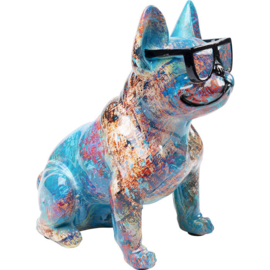 Gekleurde Deco Figuur Bulldog met zonnebril