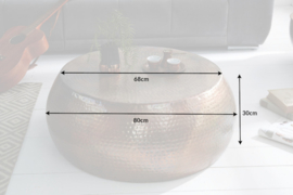Salontafel Koper Handgemaakt 80cm gevlamd hamerslag design