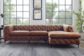 Chesterfield hoekbank MODERN BAROK 275 cm antiek bruin