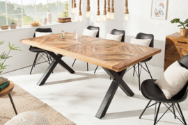 Massieve eettafel BREAK  160cm natuurlijk mangohout industrieel design