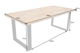 Eettafel Massiev Sheeshamhout industrieel Design IRON CRAFT 200 cm