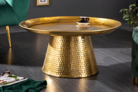 Handgemaakte salontafel ORIENT 63 cm goud met Volledig gehamerd blad design