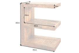 Handgemaakte bijzettafel / nachtkastje 60cm mangohout massief hout variabel verstelbaar