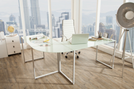 Exclusief design hoekbureau BIG DEAL 180 cm mat wit glas