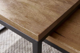 Set van 2 design salontafels ELEMENTS 75cm Sheesham stone finish