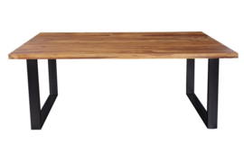 Massieve eettafel IRON CRAFT 180cm Sheesham-steenafwerking Industrieel ontwerp