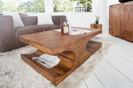 Edele salontafel CUBUS 118 cm sheesham palissander hout steen afwerking