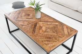 Elegante salontafel INFINITY HOME 100 cm natuurlijk mangohout met visgraatpatroon