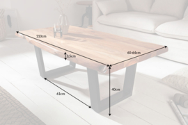 Massieve boomstam salontafel MAMMUT 110cm acacia 3,5 cm tafelblad