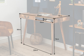 Massief bureau RETRO 120 cm mangohouten met lade