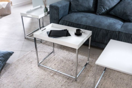 Moderne salontafel set van 3 ELEMENTS 75cm wit chroom uitneembaar blad