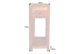 Massieve bijzettafel MAKASSAR 70cm Sheesham telefoontafel met unieke nerf