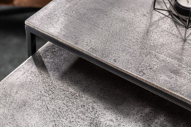 Handgemaakte bijzettafel set van 2 ELEMENTS 40cm zilver zwarte salontafel