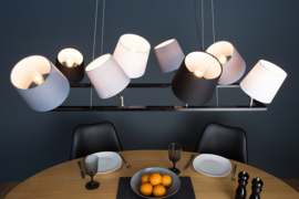 Design hanglamp LEVELS III 100cm zwart grijs met 8 lampenkappen