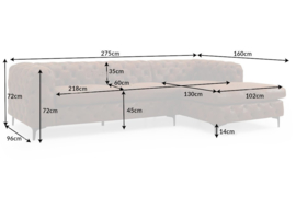 Chesterfield hoekbank MODERN BAROK 275 cm antiek bruin 3-zits