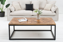 Elegante salontafel INFINITY HOME 100 cm natuurlijk mangohout met visgraatpatroon
