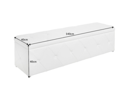 Elegante bedbank EXTRAVAGANCIA 140 cm wit Chesterfield-design
